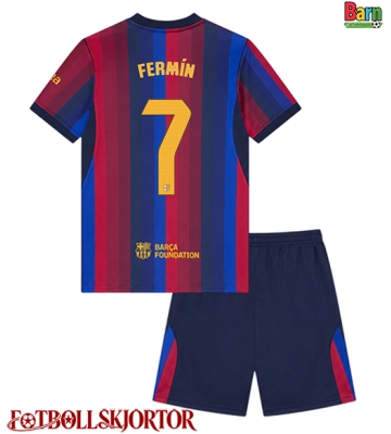 Barcelona Fermin Lopez #7 Hemmakläder Barn 2026-27 Kortärmad (+ Korta byxor)